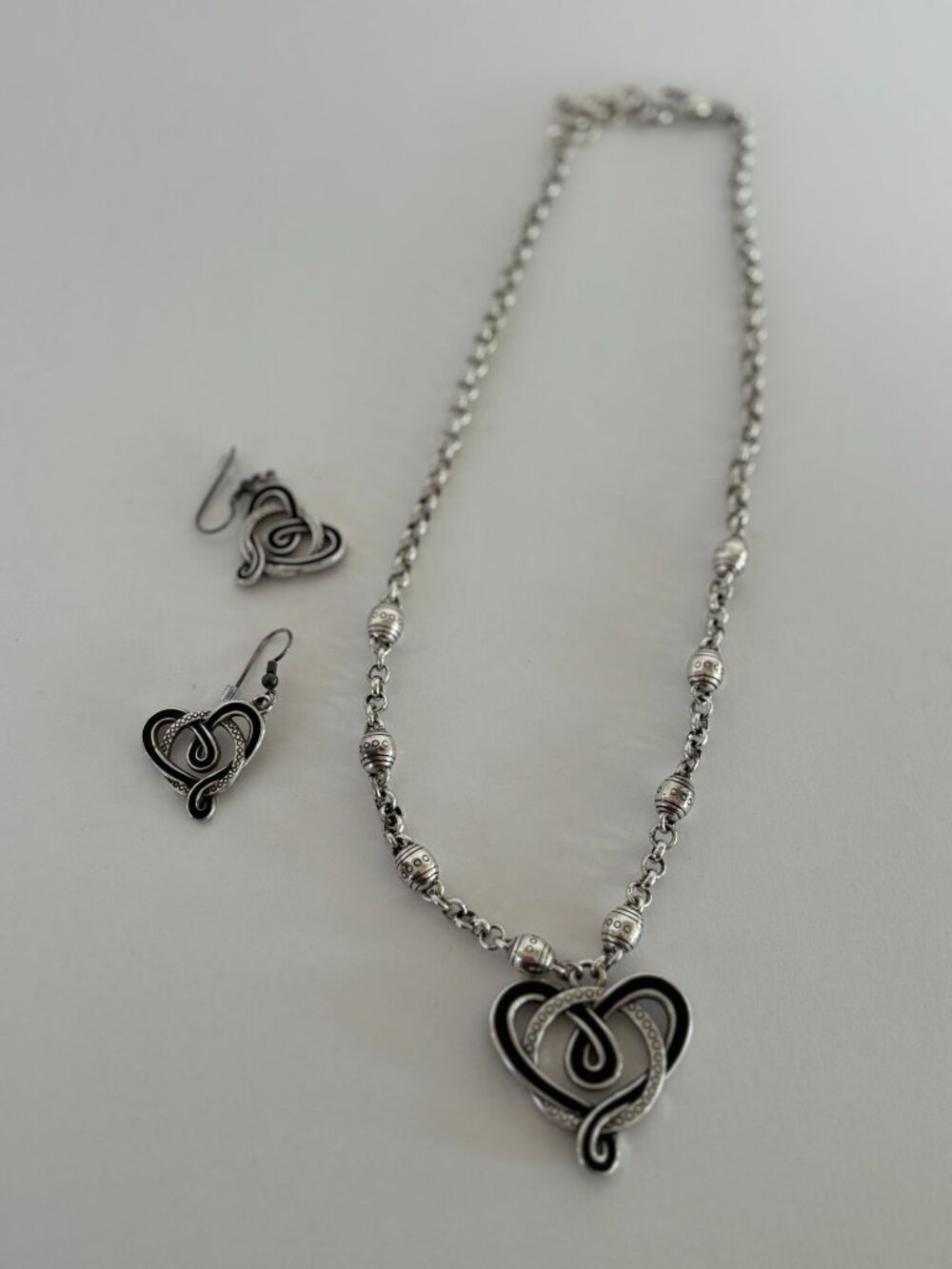 Brighton Sausalito Heart Pendant Necklace Earrings Set Jewelry Gift Silver Tone - Picture 13 of 13